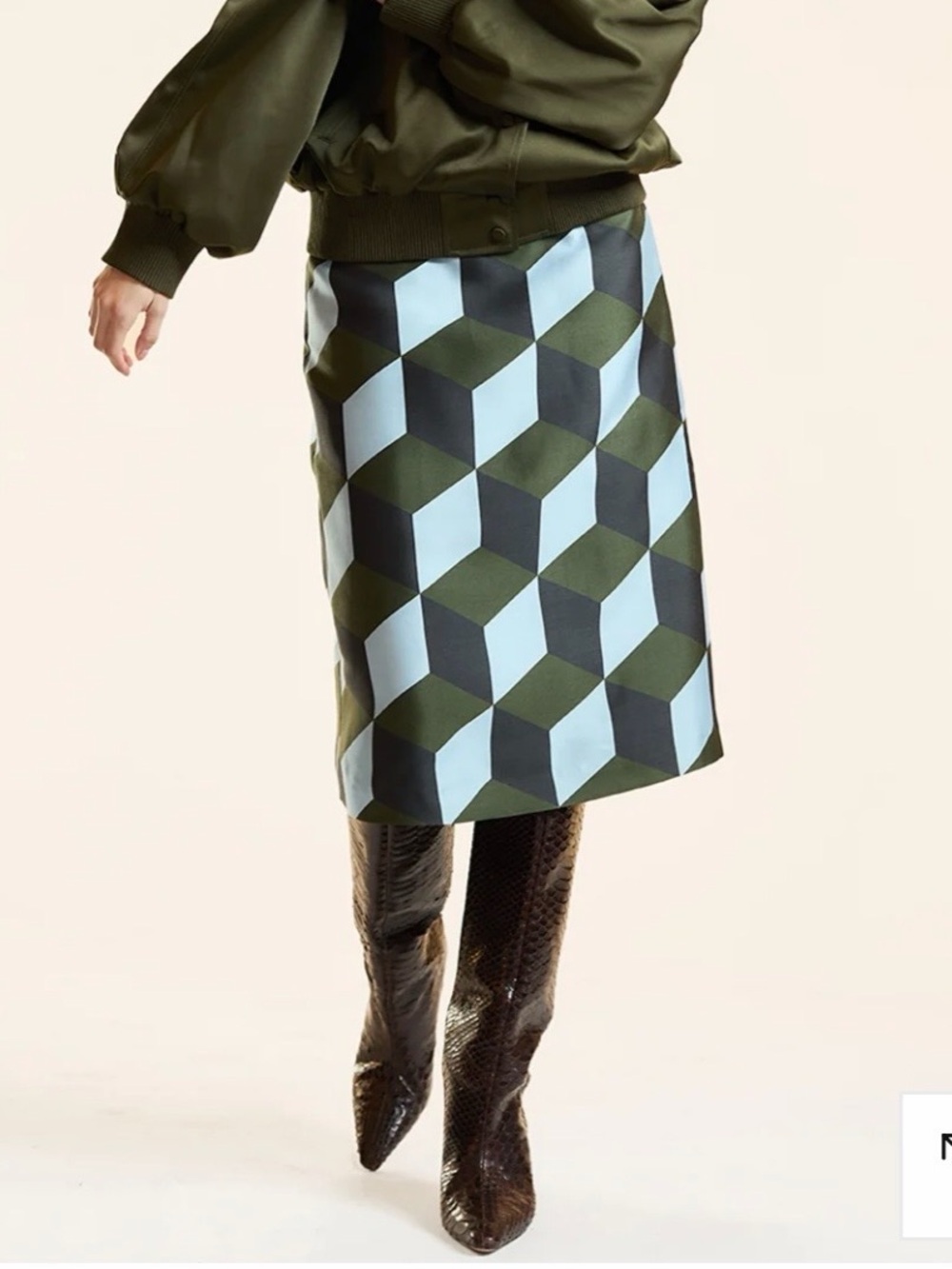 NWT Cynthia Rowley Silk wool Geometric print Midi Skirt